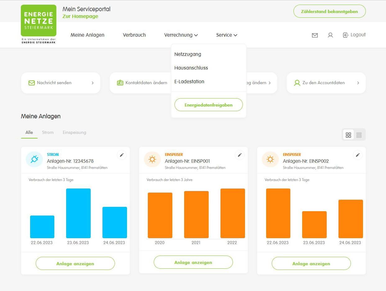 Energienetze Steiermark Serviceportal > Service